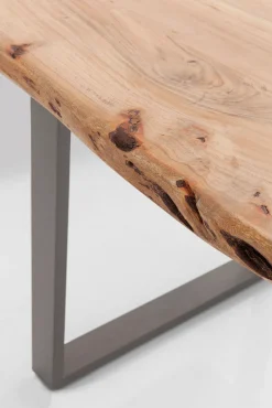 Sale KARE Design Stół 6-8 osobowy do loftu naturalny drewniany blat akacja czarne metalowe nogi 160x80 cm  - KARE