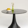 Fashion KARE Design Stół blat szklany przydymiony podstawa czarna Ø110 cm - KARE