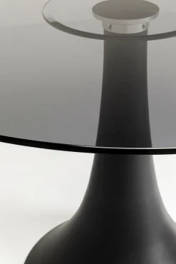 Fashion KARE Design Stół blat szklany przydymiony podstawa czarna Ø110 cm - KARE