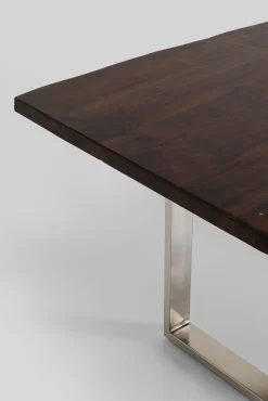 Sale KARE Design Stół brązowy drewniany blat akacja srebrne metalowe nogi 180x90 cm  - KARE