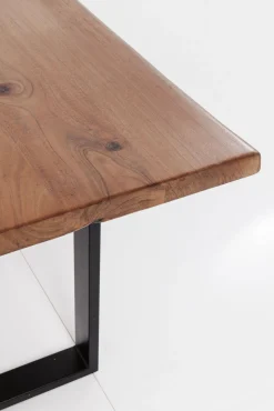 Sale KARE Design Stół brązowy drewniany blat akacja srebrne metalowe nogi 180x90 cm  - KARE