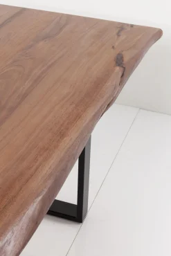 Sale KARE Design Stół brązowy drewniany blat akacja srebrne metalowe nogi 180x90 cm  - KARE