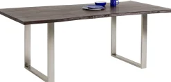 Sale KARE Design Stół brązowy drewniany blat akacja srebrne metalowe nogi 180x90 cm  - KARE