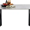 Clearance KARE Design Stół do jadalni blat ceramiczny odcienie szarości nogi czarne stalowe 180x90 cm - KARE