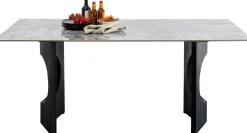 Clearance KARE Design Stół do jadalni blat ceramiczny odcienie szarości nogi czarne stalowe 180x90 cm - KARE