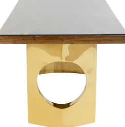 New KARE Design Stół do jadalni blat drewno i szkło nogi złote 180x90 cm - KARE