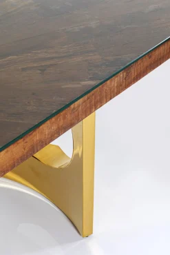 New KARE Design Stół do jadalni blat drewno i szkło nogi złote 180x90 cm - KARE