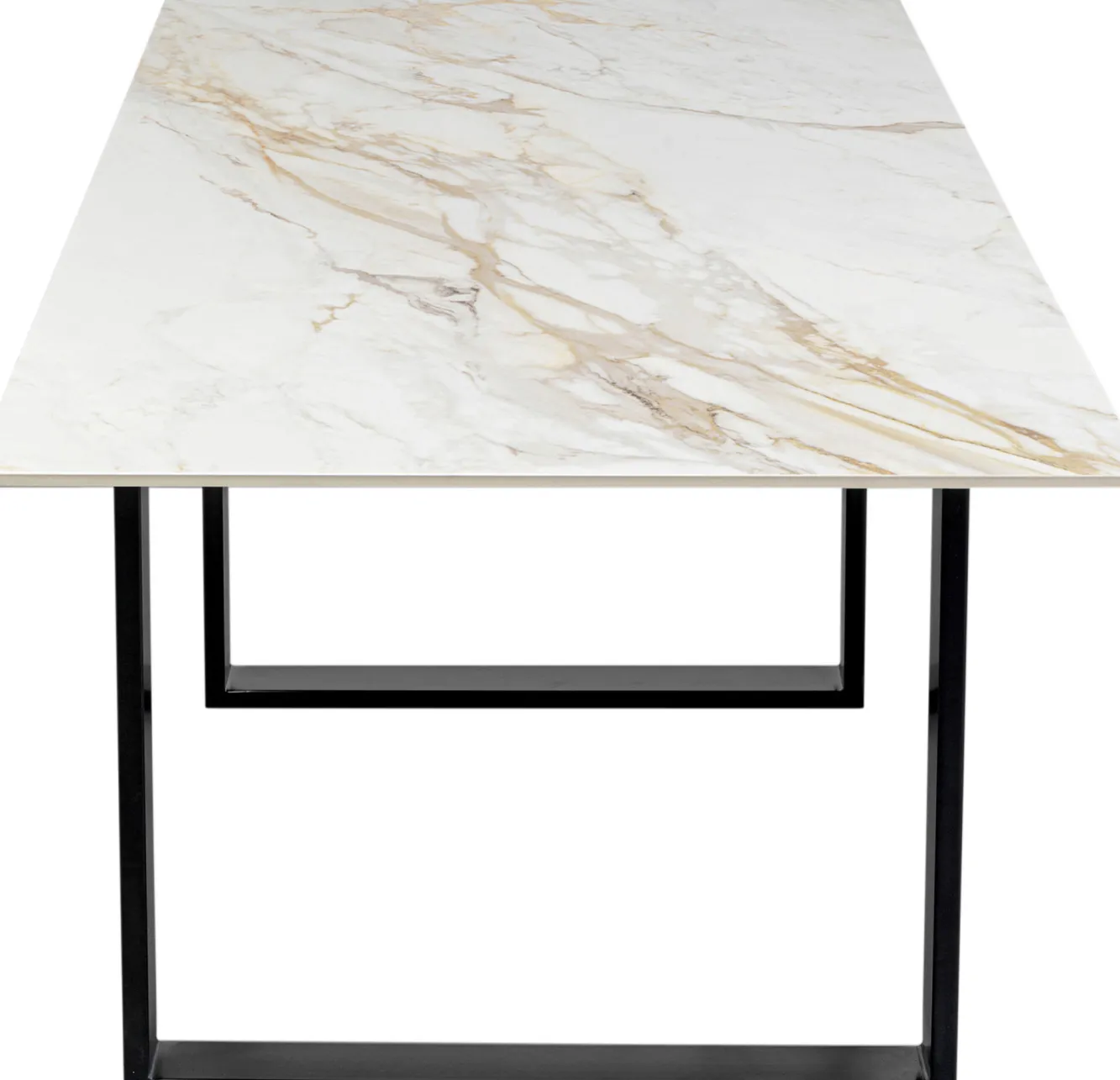 Hot KARE Design Stół do jadalni blat kamionkowy nogi czarne stalowe 180x90 cm - KARE