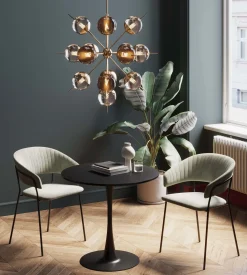 New KARE Design Stół do jadalni czarny blat MDF noga stalowa Ø80 cm - KARE