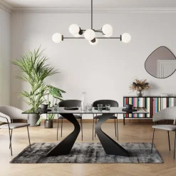 Sale KARE Design Stół Gloria 200x100 cm blat szklany przydymiony - nogi czarne - KARE