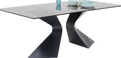Sale KARE Design Stół Gloria 200x100 cm blat szklany przydymiony - nogi czarne - KARE