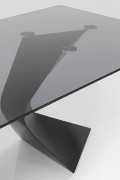 Sale KARE Design Stół Gloria 200x100 cm blat szklany przydymiony - nogi czarne - KARE
