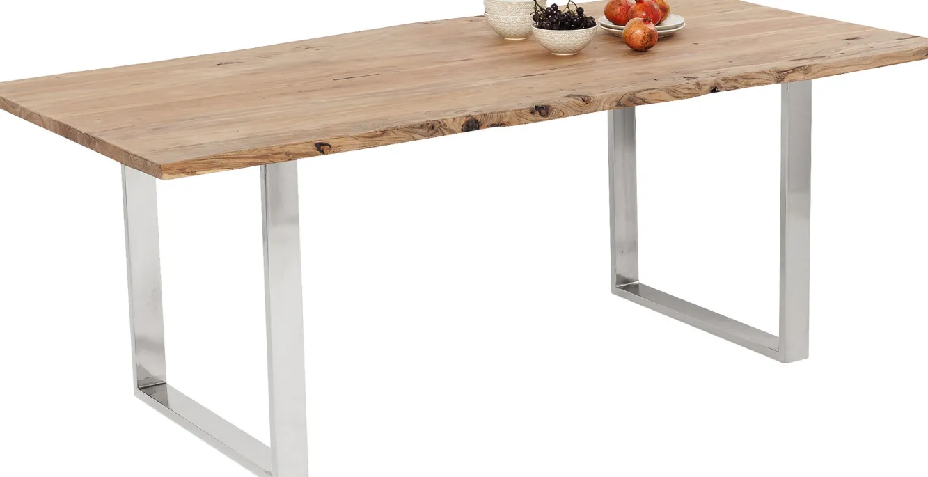 Discount KARE Design Stół Harmony 180x90 cm akacja nogi chromowe matowe - KARE