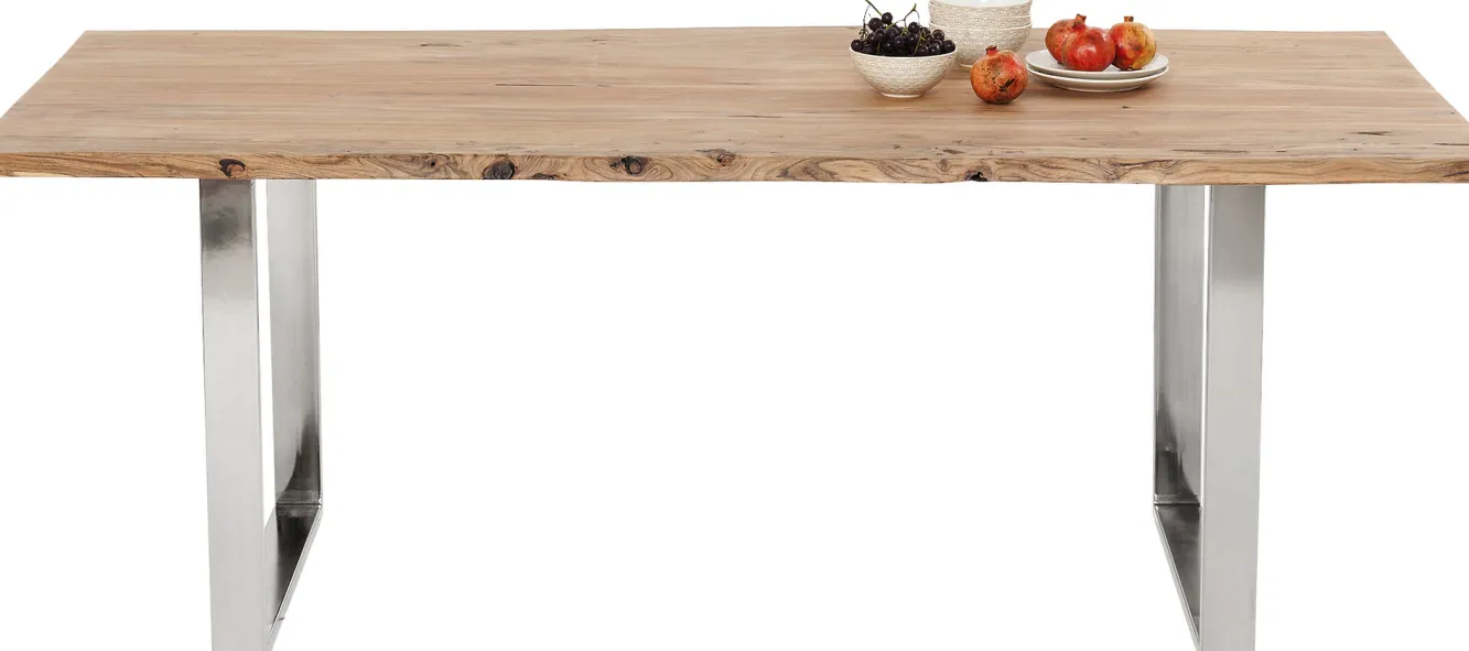 Discount KARE Design Stół Harmony 180x90 cm akacja nogi chromowe matowe - KARE