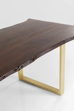 Hot KARE Design Stół Harmony 160x80 cm ciemnobrązowy - nogi złote - KARE