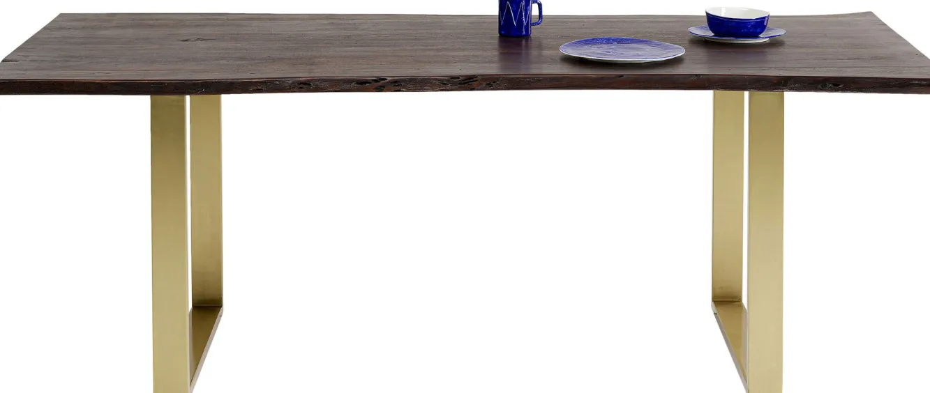 Hot KARE Design Stół Harmony 180x90 cm ciemnobrązowy - nogi złote - KARE