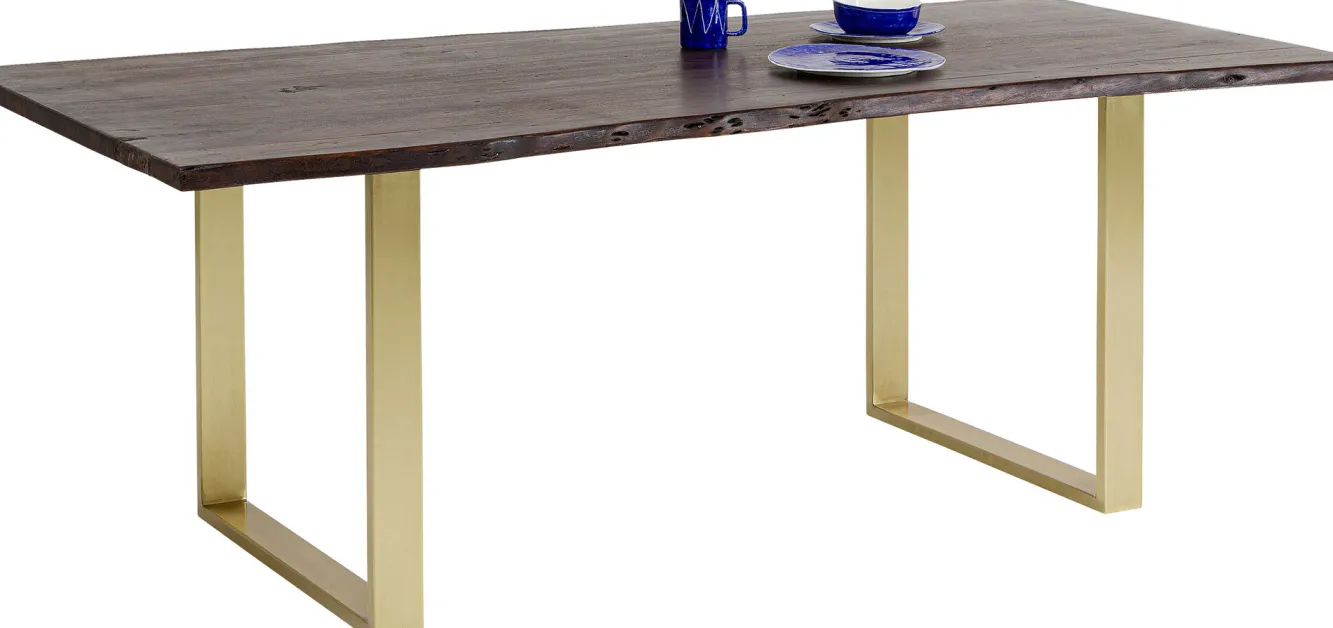 Hot KARE Design Stół Harmony 180x90 cm ciemnobrązowy - nogi złote - KARE