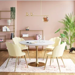 Sale KARE Design Stół Invitation Ø90 cm biały - podstawa złota - KARE