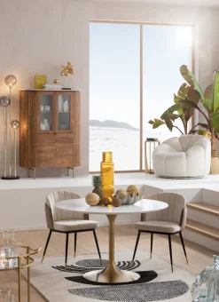 Online KARE Design Stół Invitation Ø120 cm biały - podstawa złota - KARE