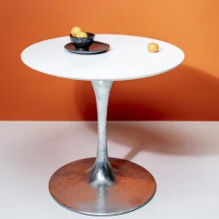 Online KARE Design Stół Invitation Set Ø90 cm biały noga srebrna - KARE