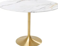 Hot KARE Design Stół Invitation Set Ceramic White Brass Ø120cm - KARE