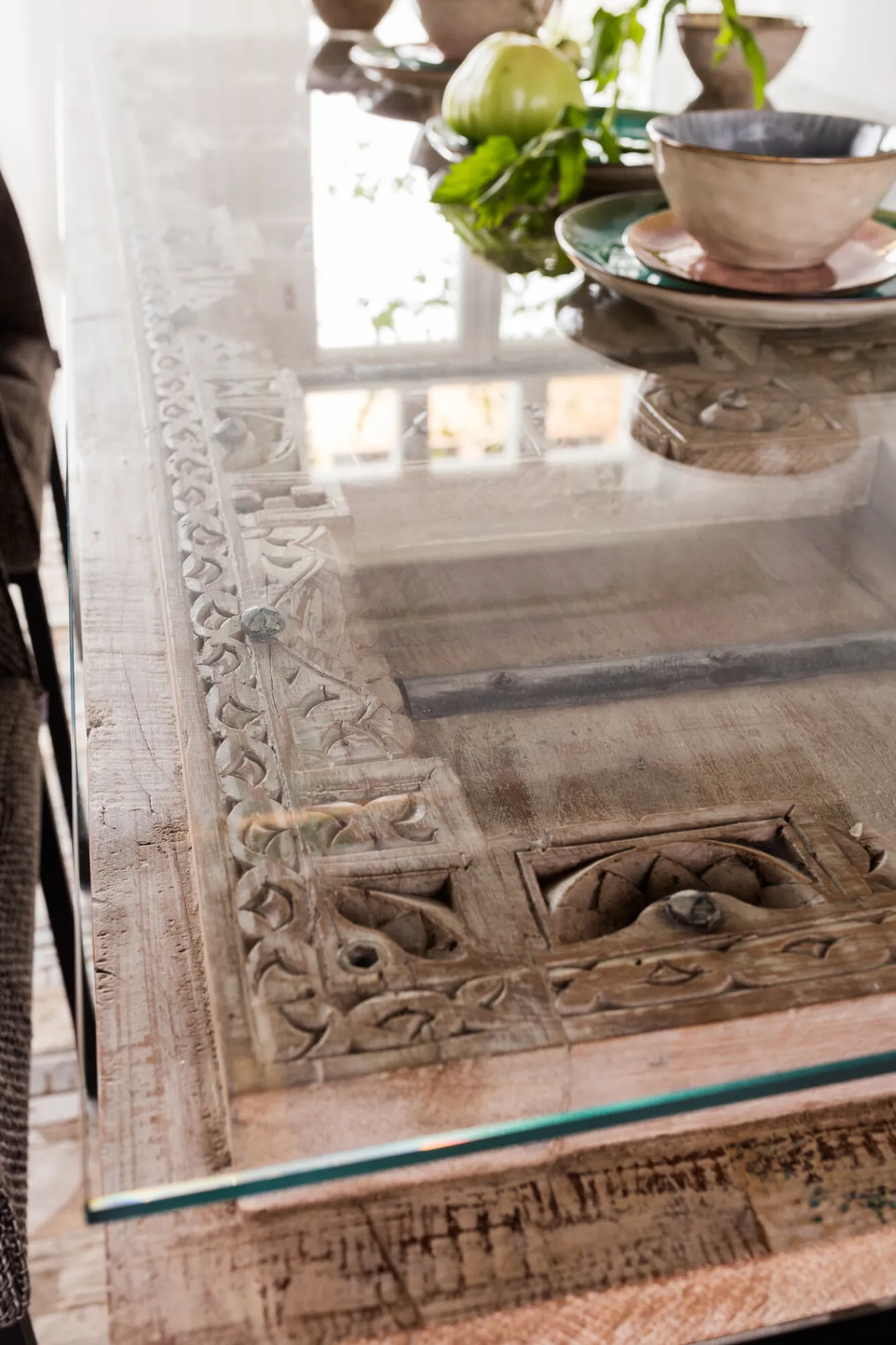 Outlet KARE Design Stół Kalif 200x90 cm transparentno-drewniany - KARE