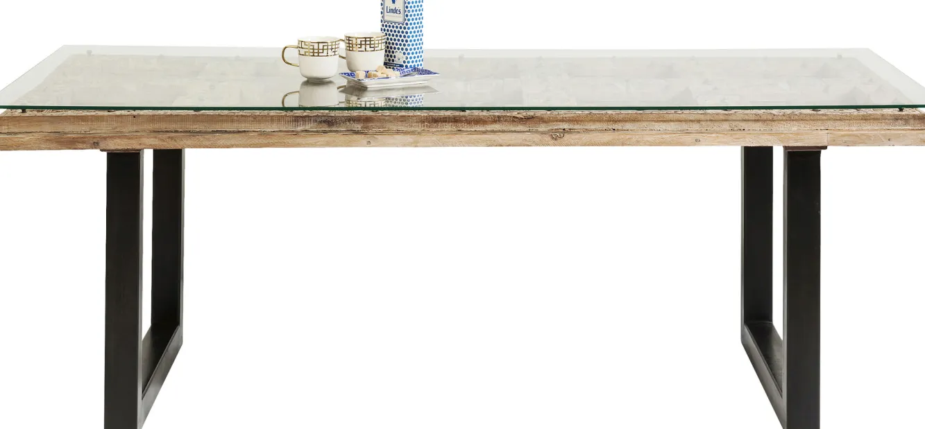 Outlet KARE Design Stół Kalif 200x90 cm transparentno-drewniany - KARE