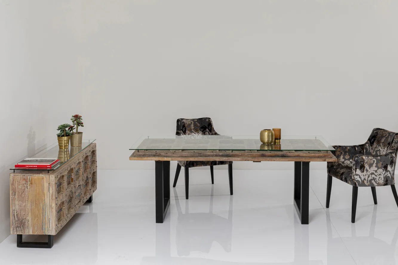 Outlet KARE Design Stół Kalif 200x90 cm transparentno-drewniany - KARE