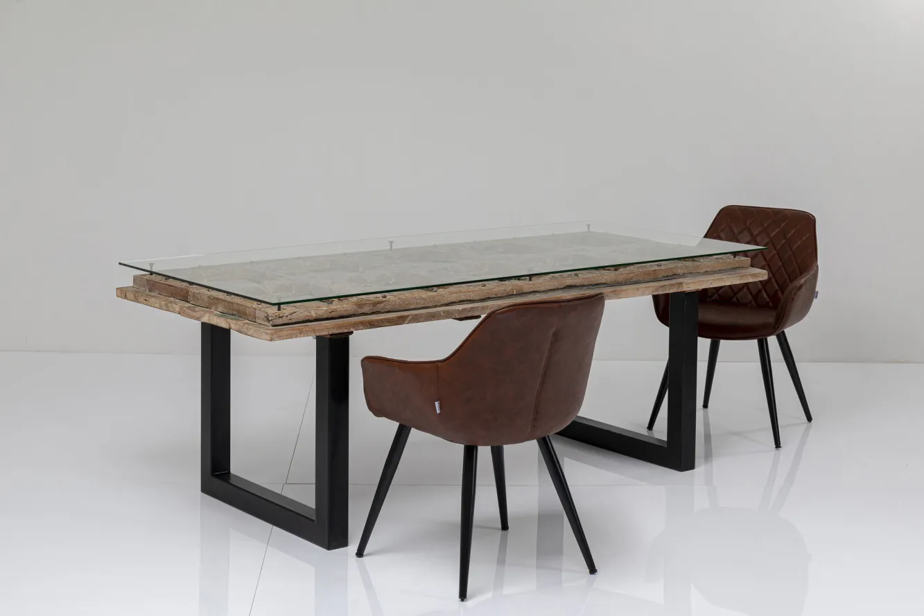 Outlet KARE Design Stół Kalif 200x90 cm transparentno-drewniany - KARE