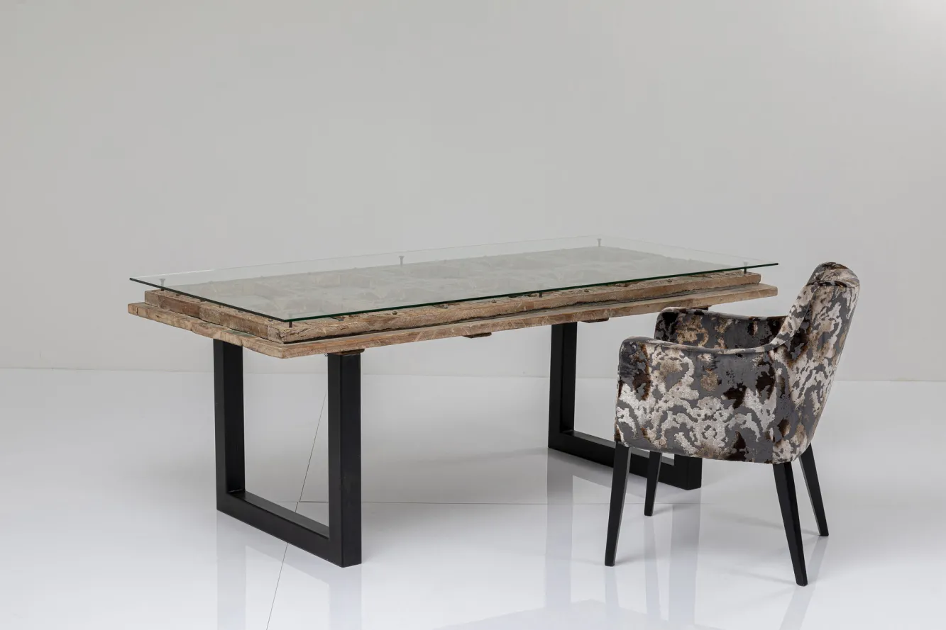 Outlet KARE Design Stół Kalif 200x90 cm transparentno-drewniany - KARE