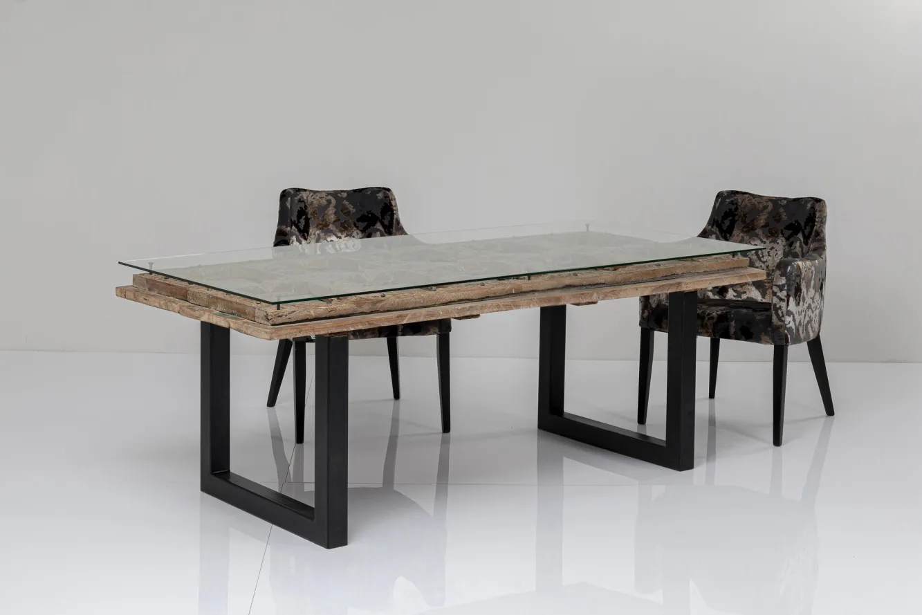 Outlet KARE Design Stół Kalif 200x90 cm transparentno-drewniany - KARE