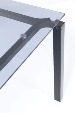 Online KARE Design Stół loft blat szklany przydymiony nogi stalowe czarne 180x90 cm - KARE