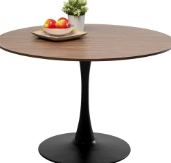 Best KARE Design Stół loft w okleinie orzech włoski noga czarna Ø110 cm - KARE