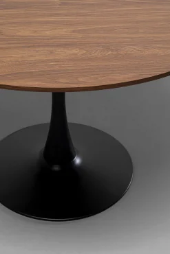 Best KARE Design Stół loft w okleinie orzech włoski noga czarna Ø110 cm - KARE