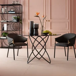 Sale KARE Design Stół Molekular Ø120 cm czarny - blat szklany - KARE