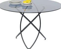 Sale KARE Design Stół Molekular Ø120 cm czarny - blat szklany - KARE