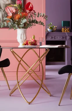 Sale KARE Design Stół Molekular Ø120 cm złoty - KARE