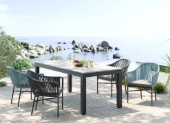 Hot KARE Design Stół ogrodowy blat prostokątny szary polywood nogi z aluminium czarne 180x90 cm - KARE