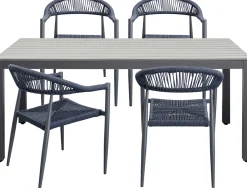 Hot KARE Design Stół ogrodowy blat prostokątny szary polywood nogi z aluminium czarne 180x90 cm - KARE