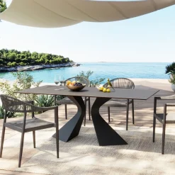 Fashion KARE Design Stół ogrodowy czarny blat ceramika nogi aluminium 180x90 cm - KARE
