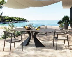 Fashion KARE Design Stół ogrodowy czarny blat ceramika nogi aluminium 180x90 cm - KARE