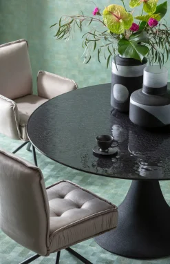 Hot KARE Design Stół ogrodowy czarny ze szklanym blatem Ø150 cm - KARE