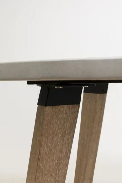 Discount KARE Design Stół ogrodowy okrągły blat cementowy nogi z drewna akacjowego Ø110 cm - KARE