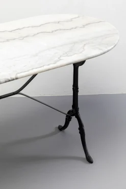 Outlet KARE Design Stół ogrodowy z białym marmurowym blatem nogi czarne stalowe 120x60 cm - KARE