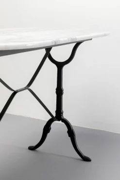 Outlet KARE Design Stół ogrodowy z białym marmurowym blatem nogi czarne stalowe 120x60 cm - KARE