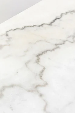 Outlet KARE Design Stół ogrodowy z białym marmurowym blatem nogi czarne stalowe 120x60 cm - KARE