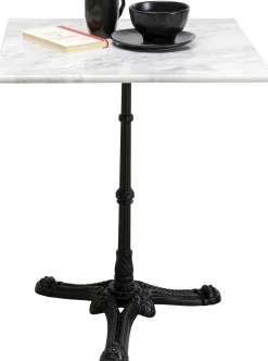 Sale KARE Design Stół ogrodowy z białym marmurowym blatem noga czarna stalowa 60x60 cm - KARE