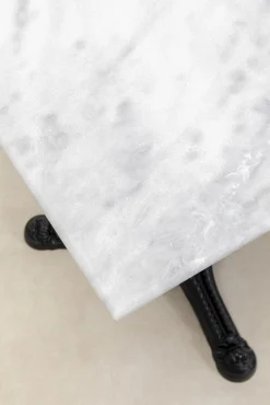 Sale KARE Design Stół ogrodowy z białym marmurowym blatem noga czarna stalowa 60x60 cm - KARE