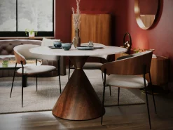 Discount KARE Design Stół okrągły blat ceramiczny biały Ø120 cm podstawa stalowa - KARE