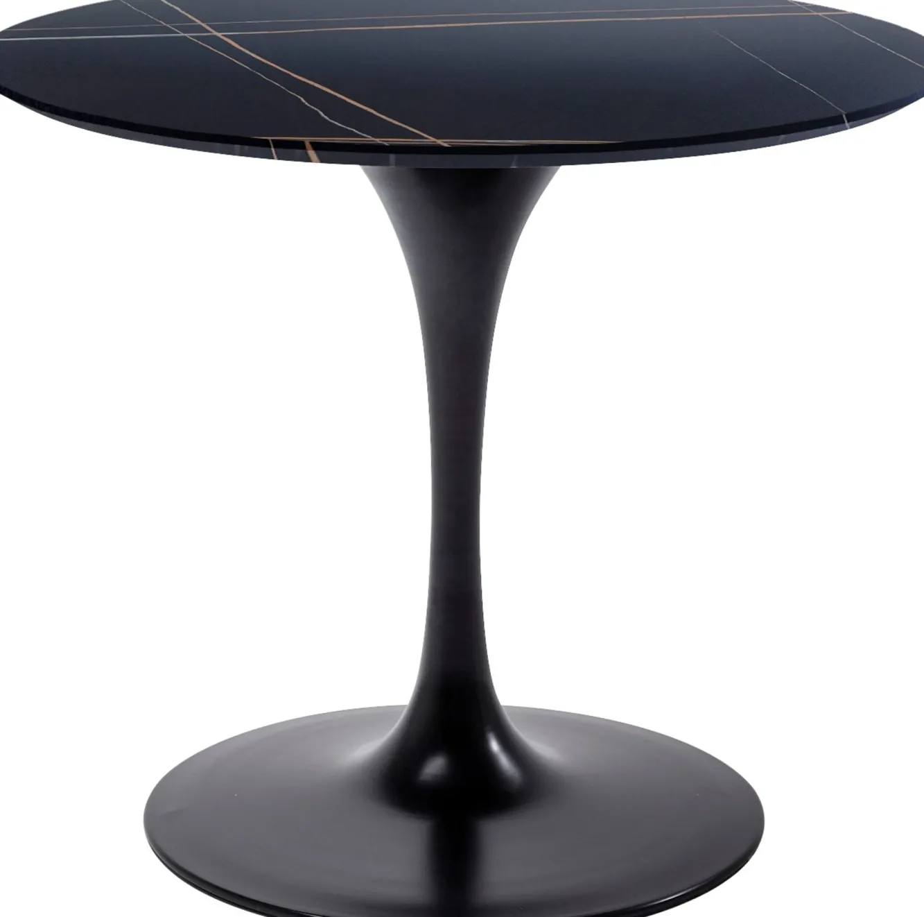 Sale KARE Design Stół okrągły blat ceramiczny czarny podstawa stalowa Ø90 cm - KARE